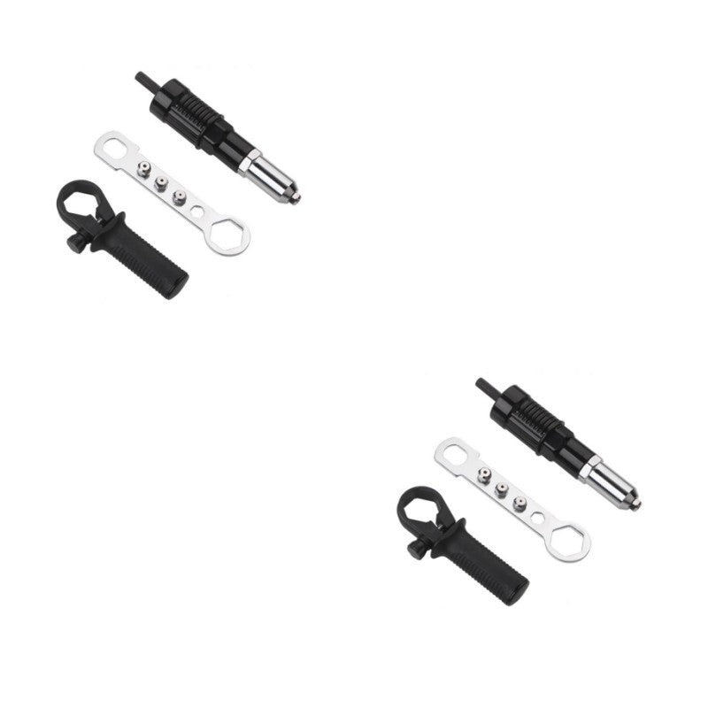 Electric drill rivet machine grabs rivet gun head